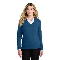 LSW2850 - Port Authority Womens Easy Care V-Neck Sweater - Aegean Blue Heather